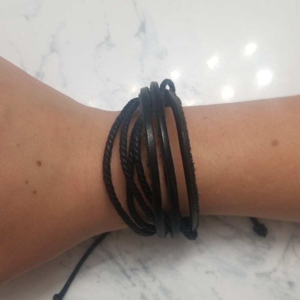Black leather bracelet